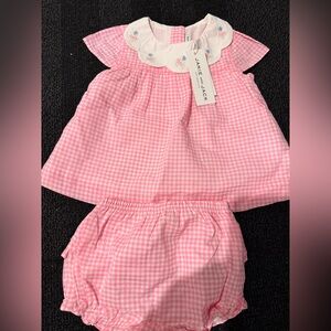 Janie and Jack Pink Checkered Diaper Cover Set